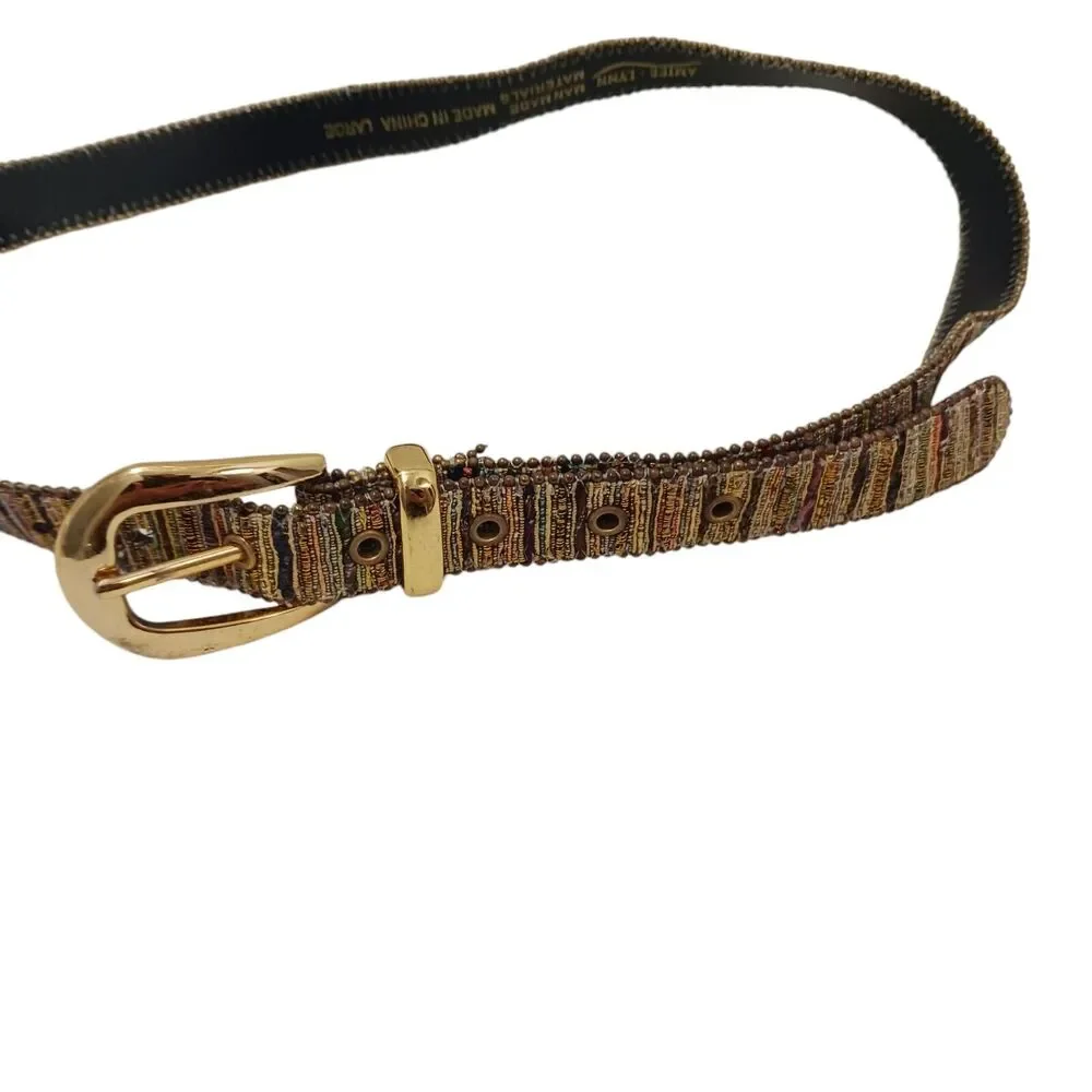 Vintage Aimee Lynn Belt Golden Tapestry Woven Sz‎ Large Artsy Mid Century Modern